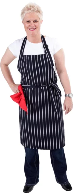 Global Chef Bib Apron Wide Pin Stripe